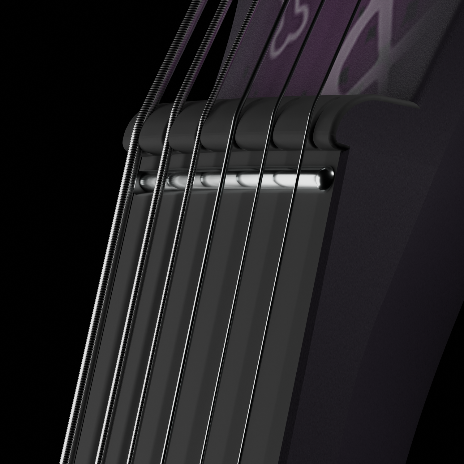 Close-up of the 0-fret (zero-fret) design on the Enya Inspire guitar neck.