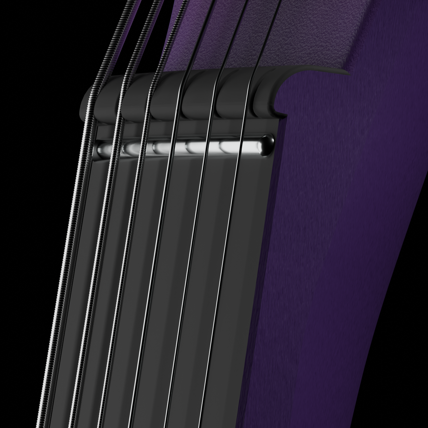 Close-up of the 0-fret (zero-fret) design on the Enya Inspire guitar neck.
