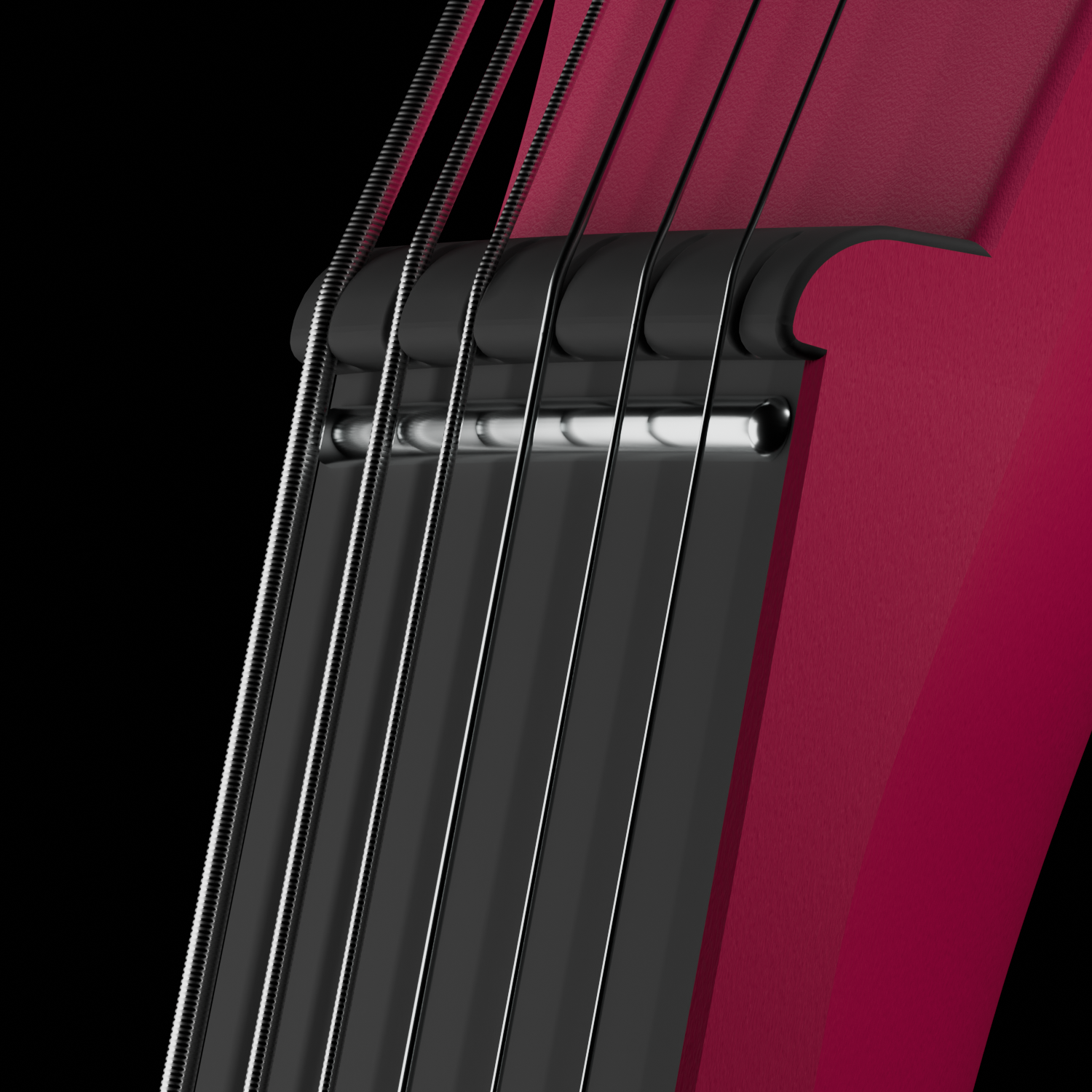 Close-up of the 0-fret (zero-fret) design on the Enya Inspire guitar neck.