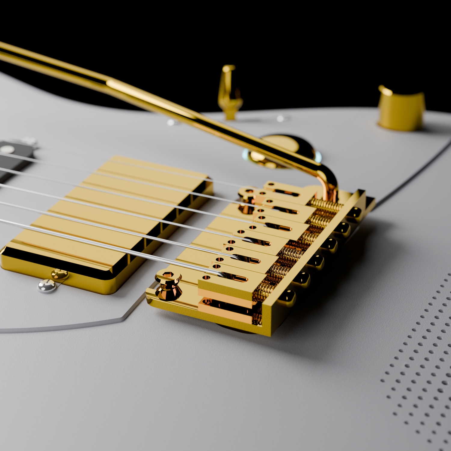 The modern 2-point tremolo system bridge on the Enya Inspire guitar.