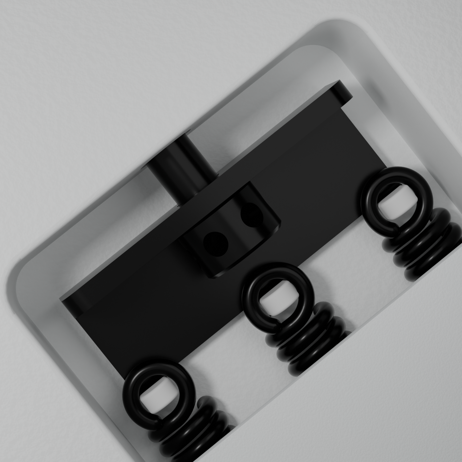 Back of the Enya Inspire body, showing the metal tremolo block with 3 springs.