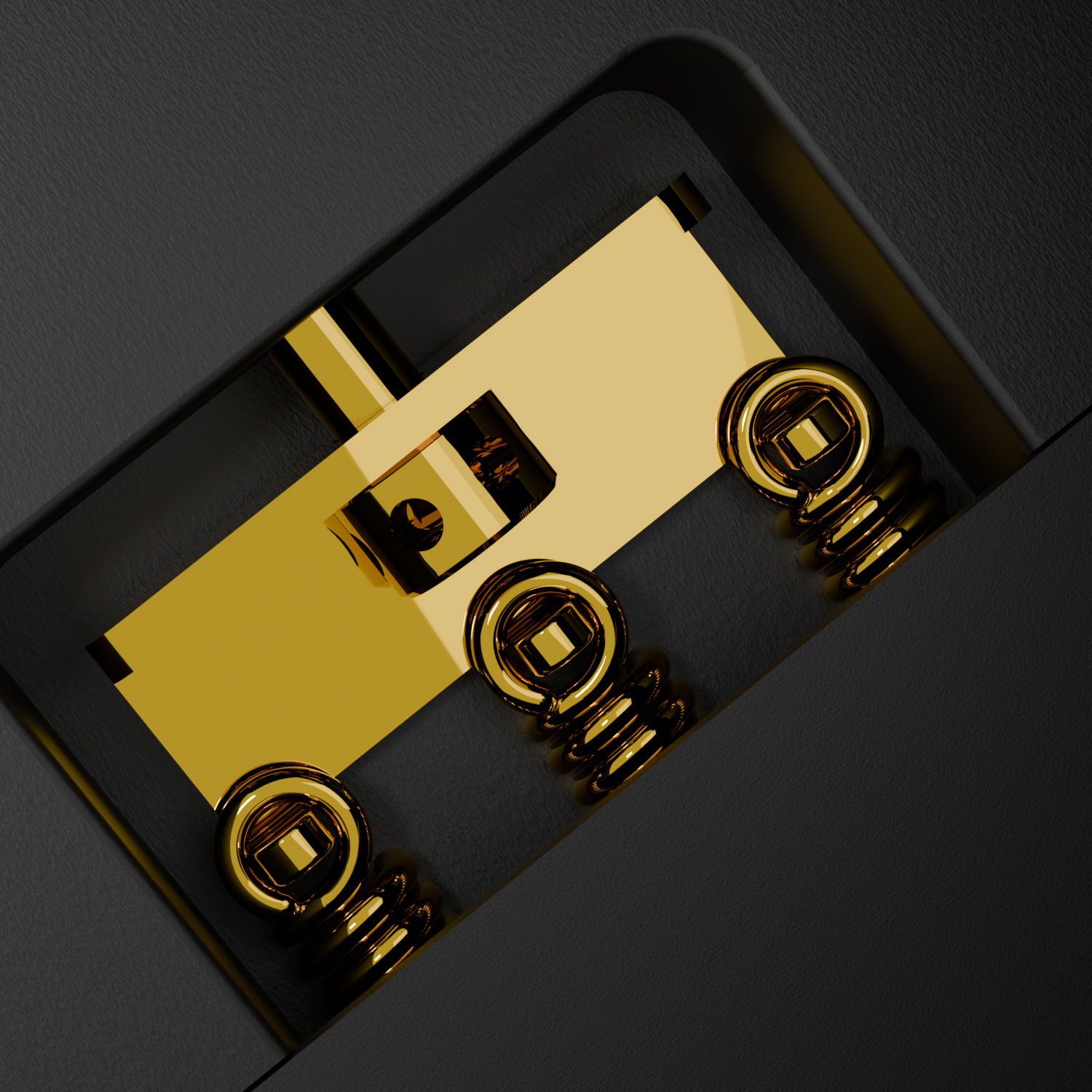 Back of the Enya Inspire body, showing the metal tremolo block with 3 springs.