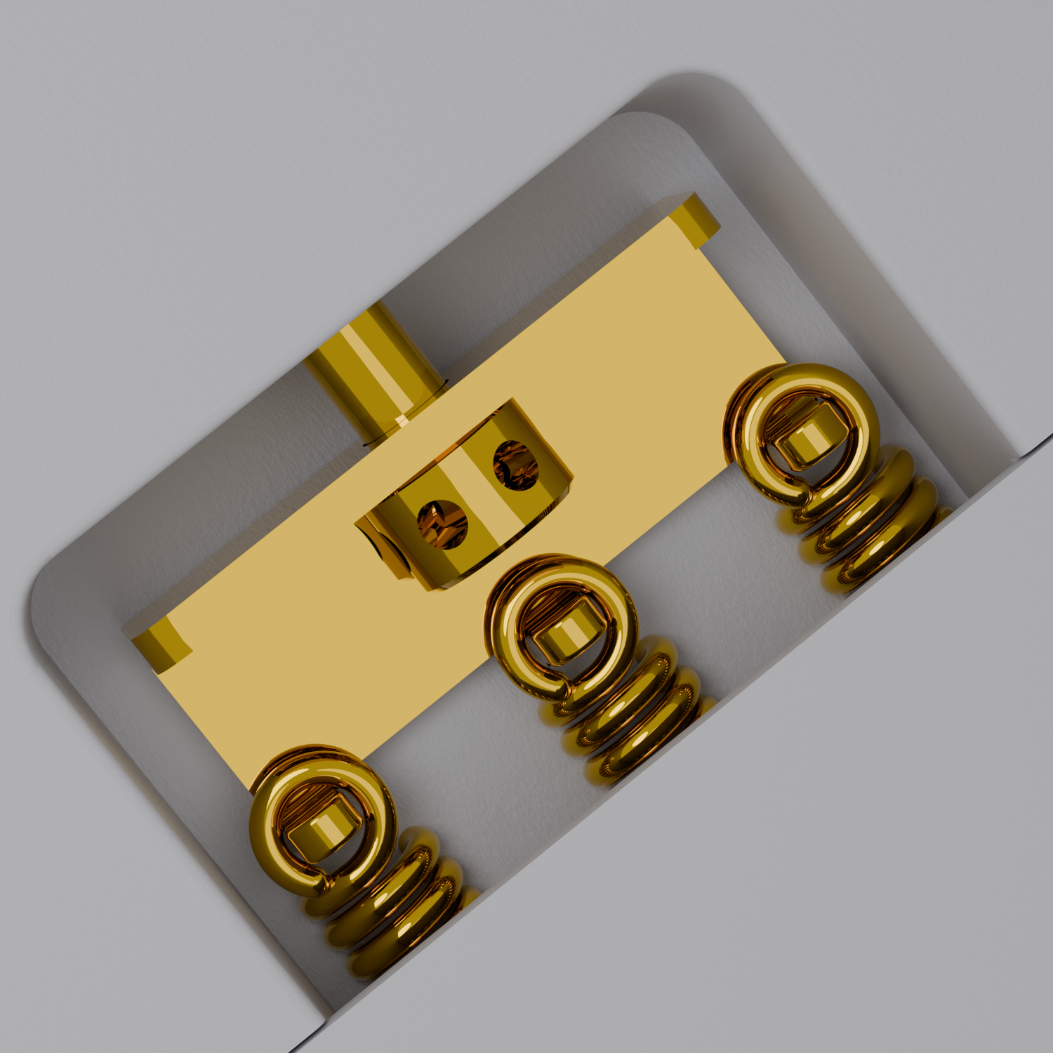 Back of the Enya Inspire body, showing the metal tremolo block with 3 springs.