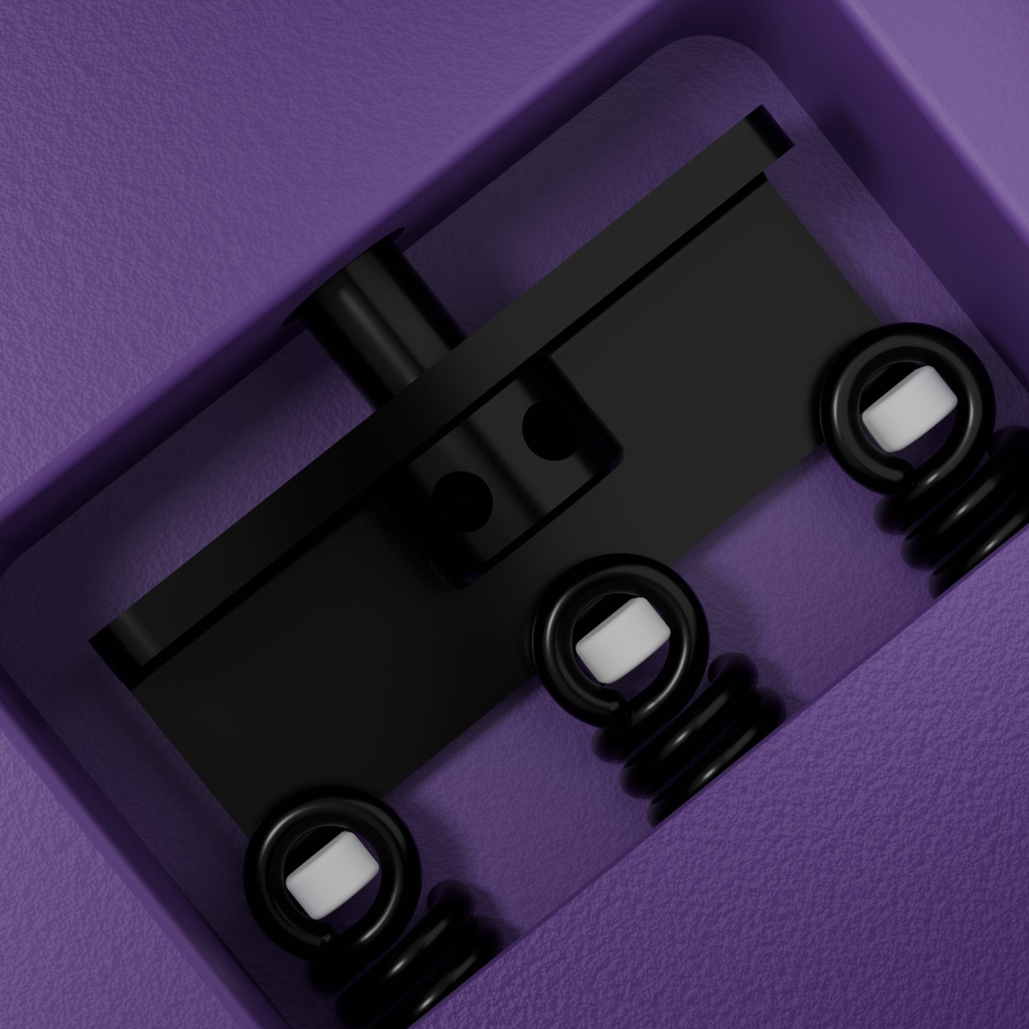 Back of the Enya Inspire body, showing the metal tremolo block with 3 springs.