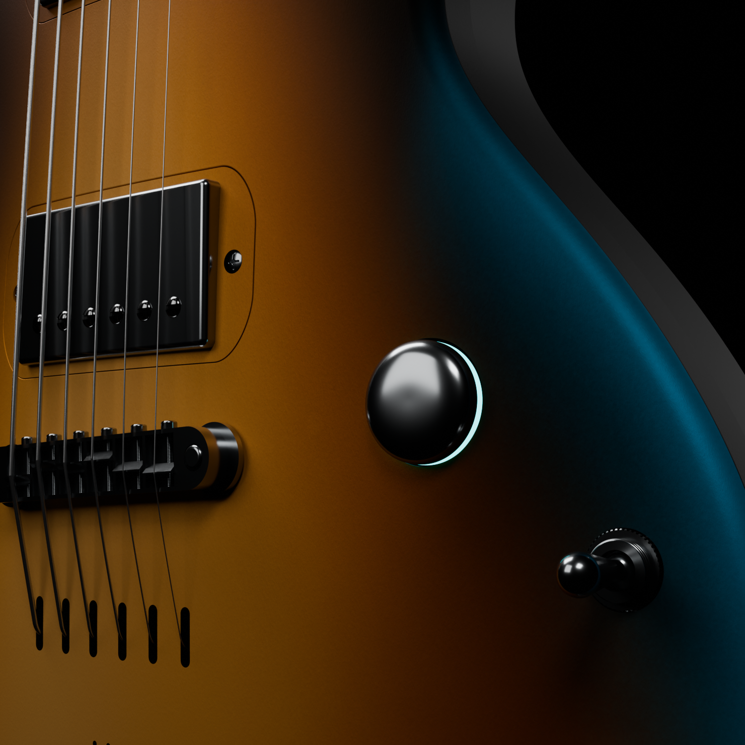 The control knobs on the Enya Sonic JT electric guitar.