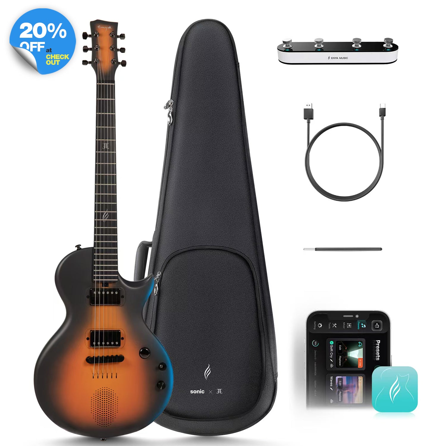 enya music NOVA GO SONIC エレキギター ブラック