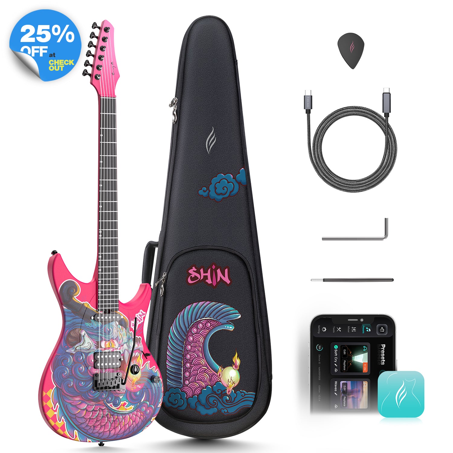 enya INSPIRE ギター Enya Inspire: Carbon Fiber Super Strat Smart Guitar