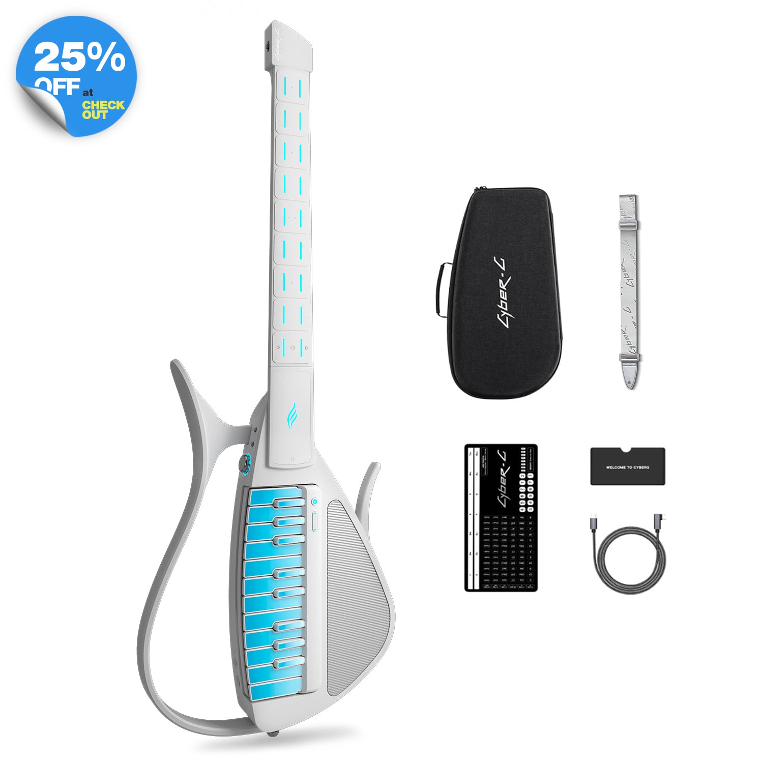 Enya エンヤ Cyber-G スマートエレキギター キーボードモデル 白 Enya Cyber-G: New Era Backing Stringless Guitar