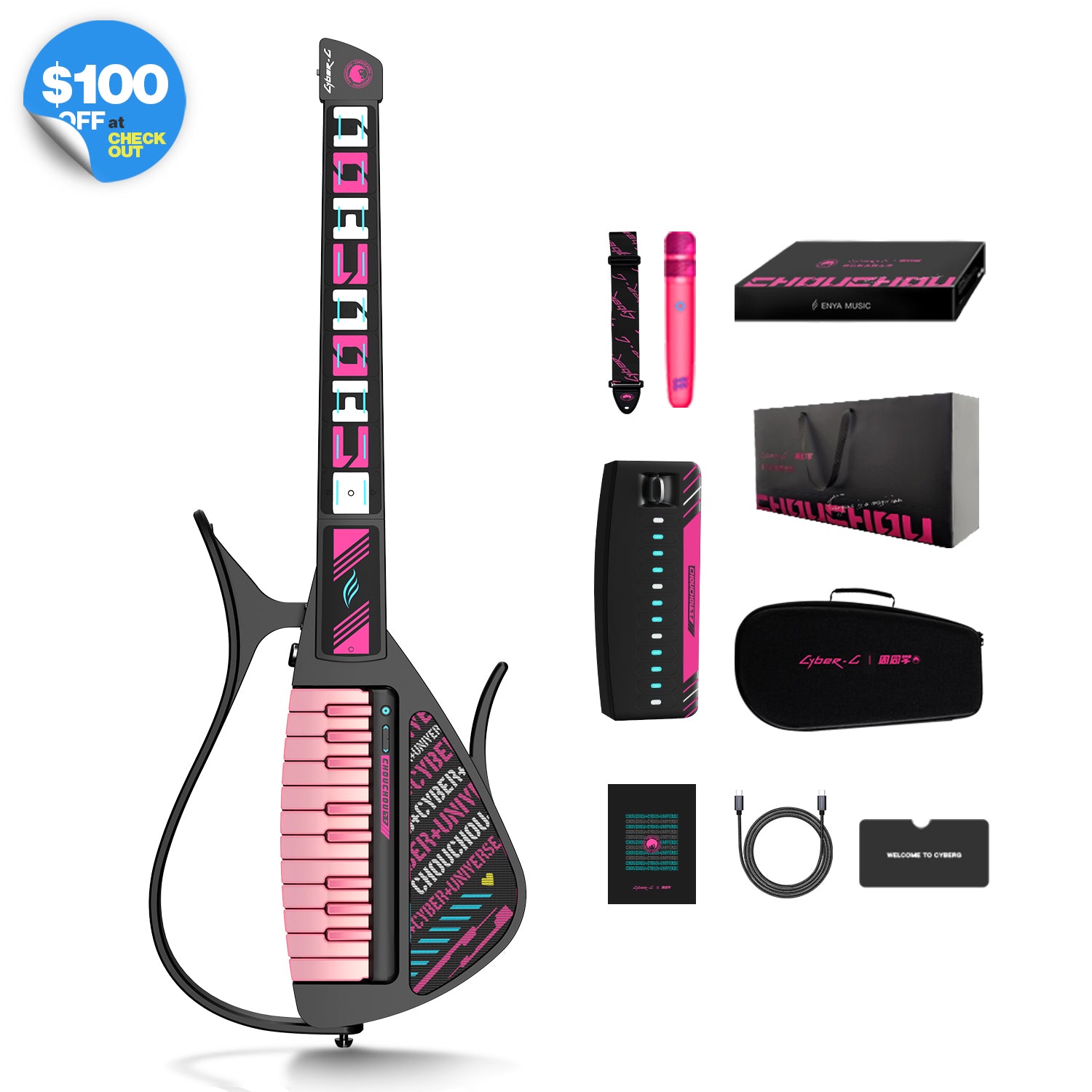 Enya エンヤ Cyber-G スマートエレキギター キーボードモデル 白 Enya Cyber G Electric Guitar – Smart Features & Portable