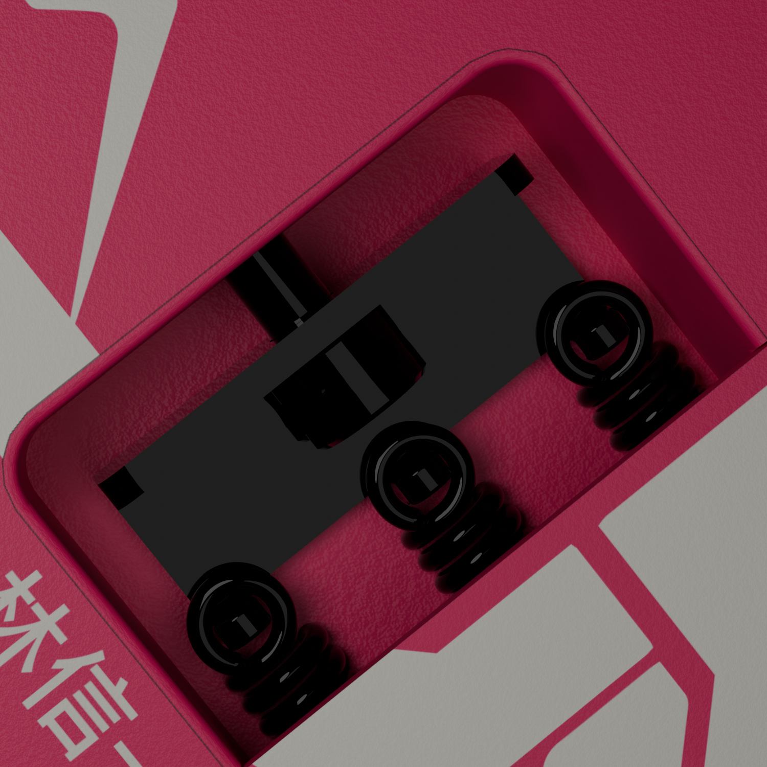Back of the Enya Inspire body, showing the metal tremolo block with 3 springs.