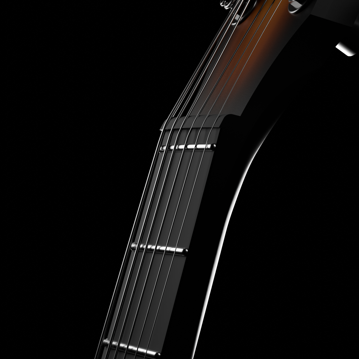 Close-up of the 0-fret (zero-fret) design on the Enya Sonic JT guitar neck.