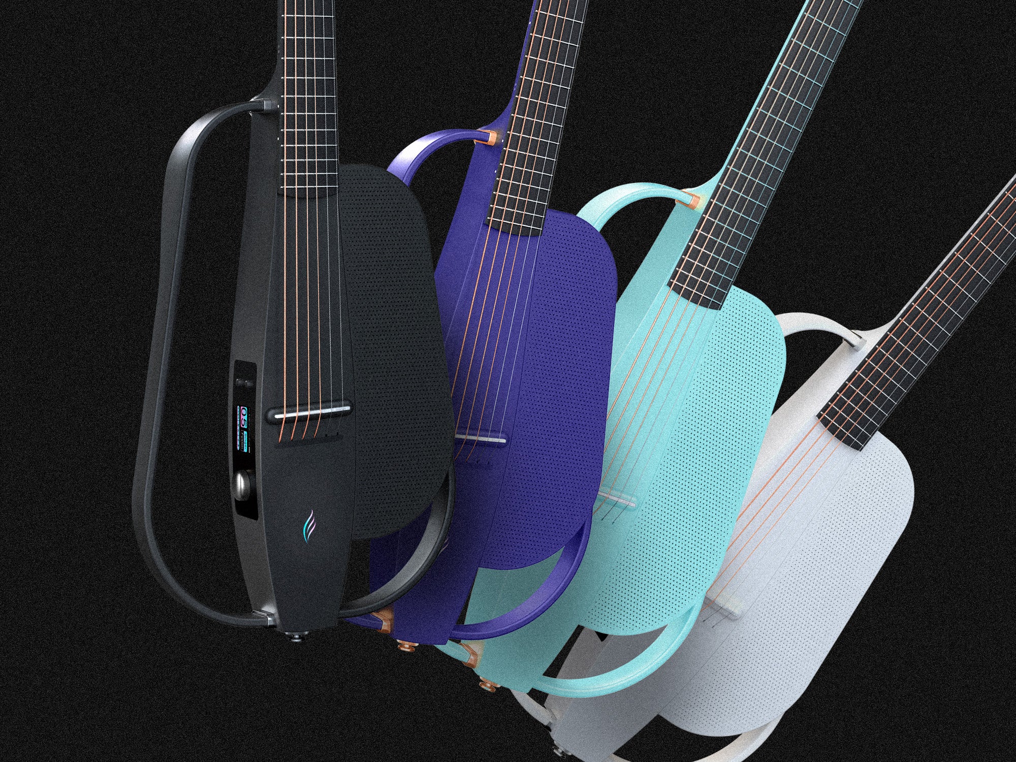 4 NEXG 2 guitars, left to right: Black, Purple, Blue,White