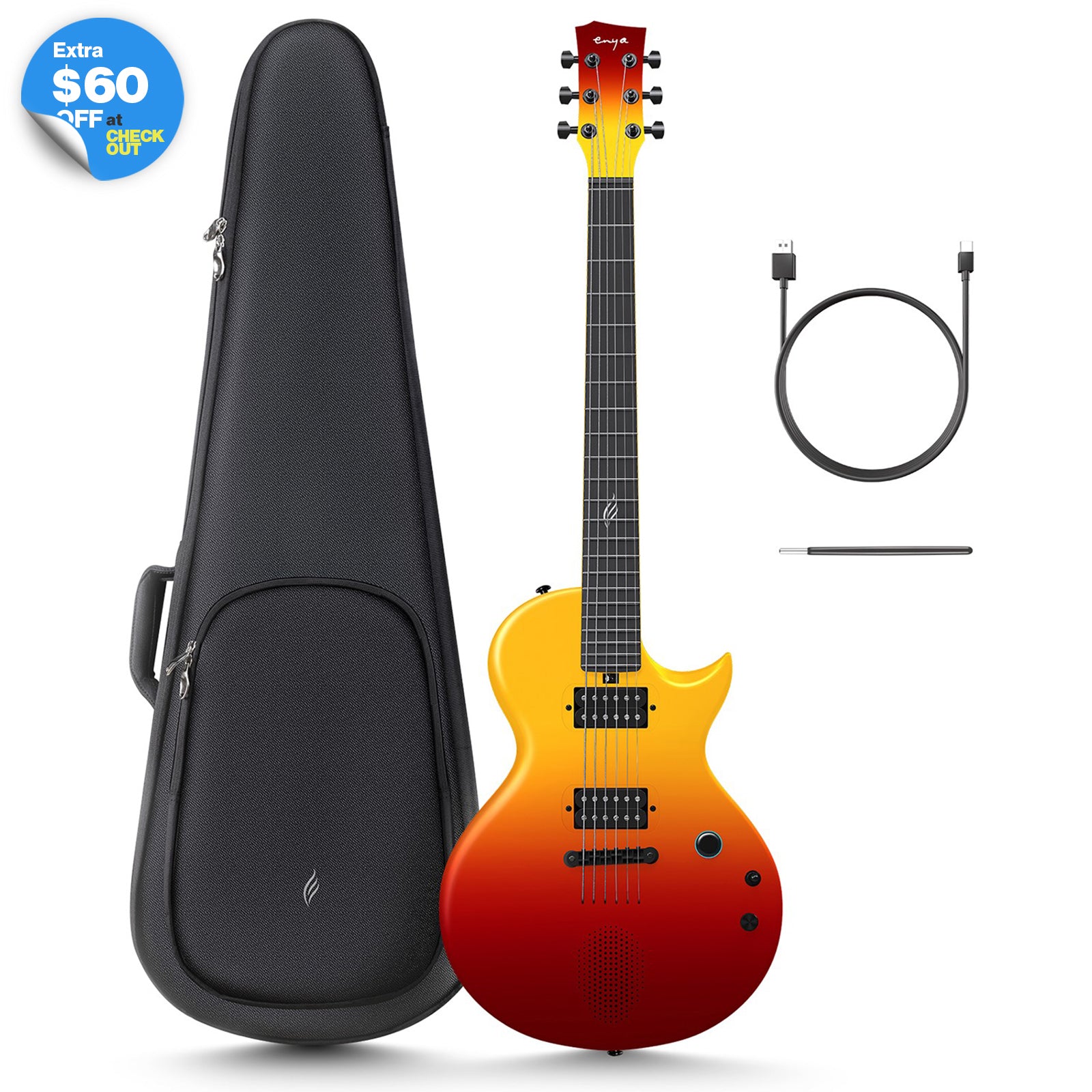 ENYA Nova GO Sonic スマートエレキギター　エリクサー弦付き Nova Go Sonic : Carbon Fiber Smart Electric Guitar