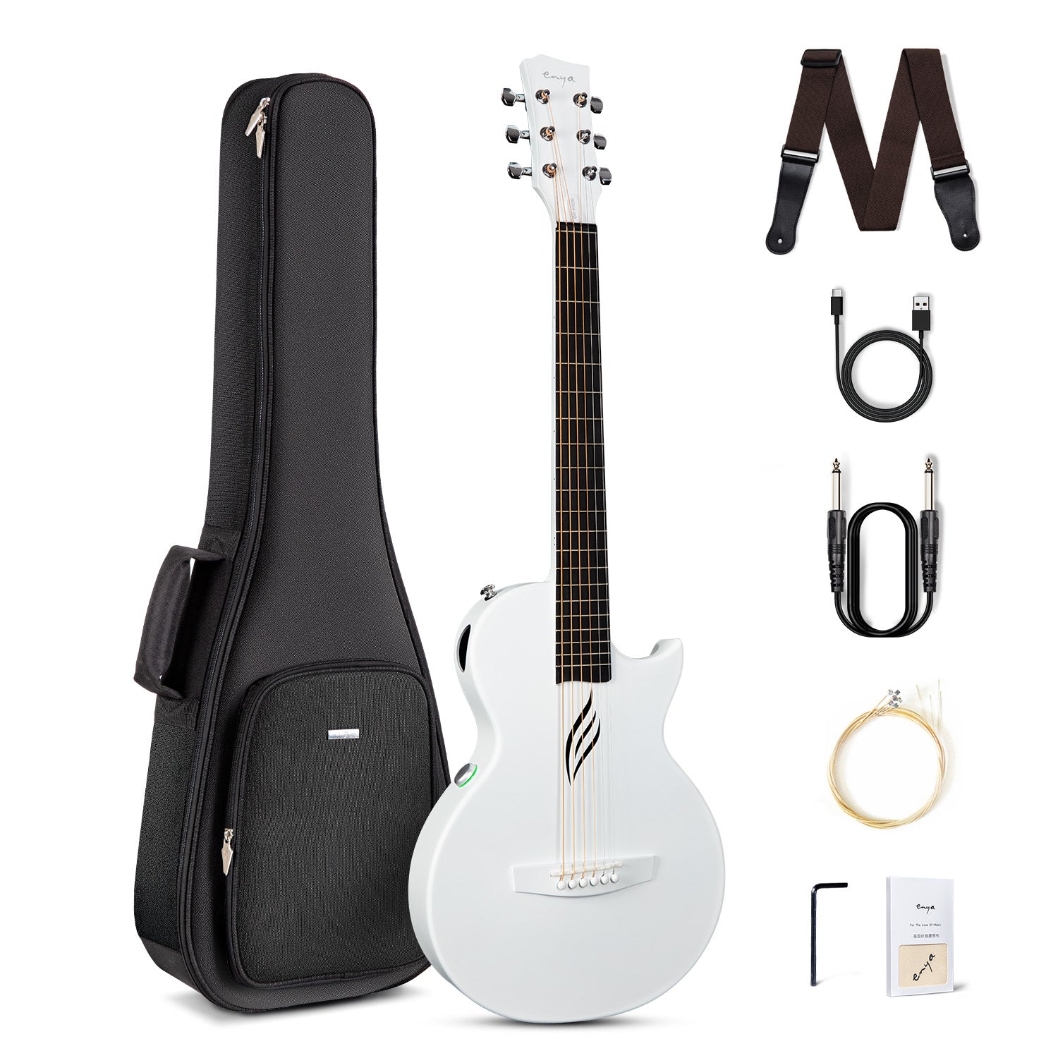 Nova Go Sp1: Carbon Fiber Electric Acoustic Travel Guitar Graceful White