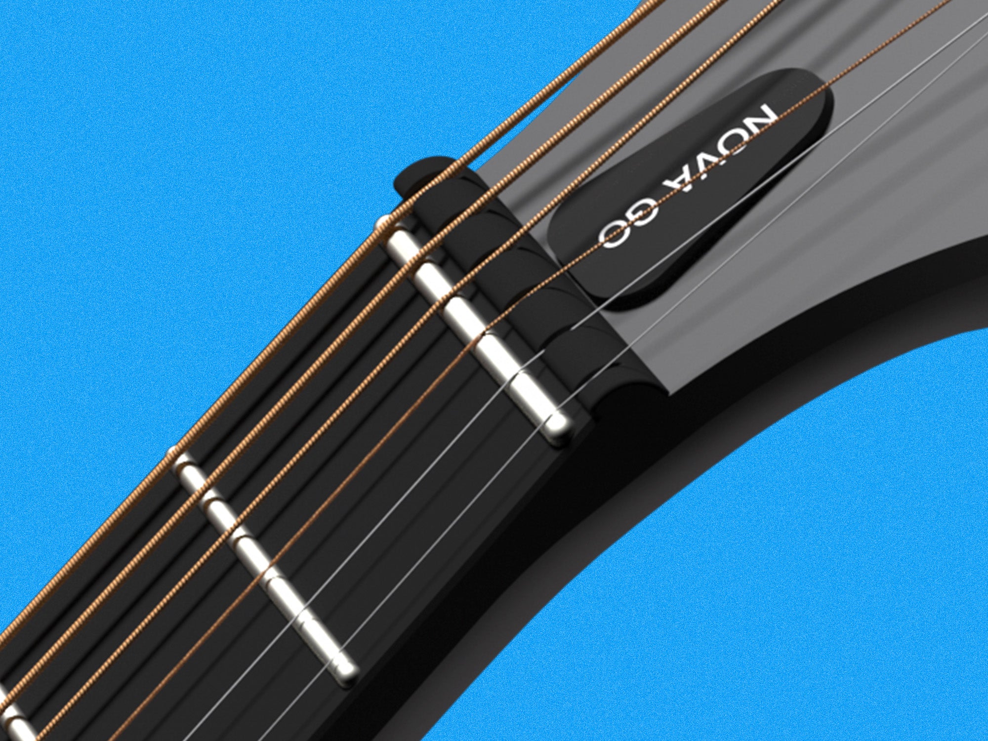 This pic shows the zero-fret design of the Nova Go Sp1, and the rounded end fret.