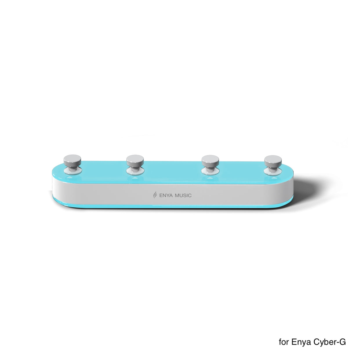 Blue and gray Enya Music guitar footswitch on a white background