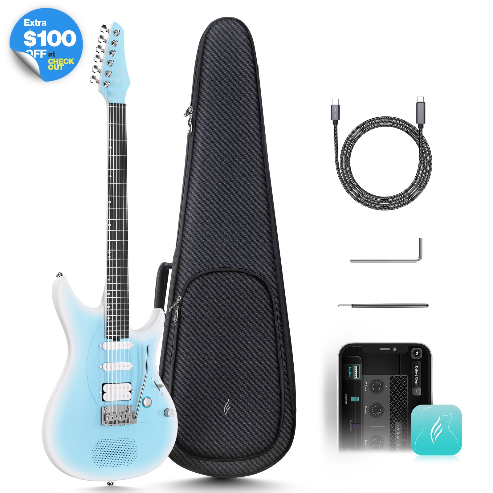 【美品】Enya Inspire +フットコントローラー Enya Inspire: Carbon Fiber Super Strat Smart Guitar